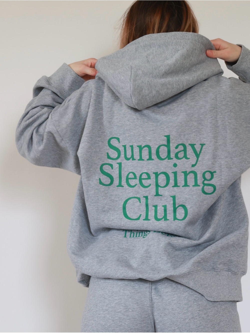 Sunday Sleeping Club Gray Hoodie - Green Print